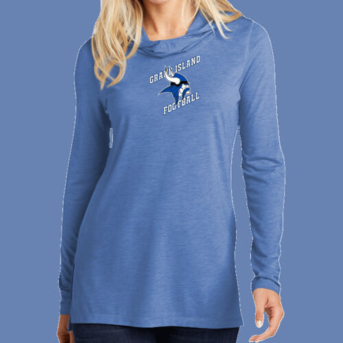 GI VIKINGS Football w/Player Name - Ladies PosiCharge ® Tri Blend Wicking Long Sleeve Hoodie Thumbnail