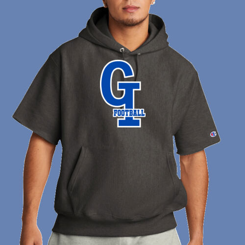 GI Interlocking Football w/Player Name - Reverse Weave ® Short Sleeve Hooded Sweatshirt Thumbnail