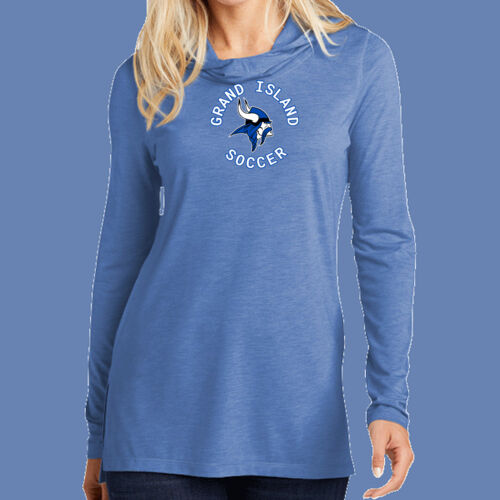 GI VIKINGS Soccer - Ladies PosiCharge ® Tri Blend Wicking Long Sleeve Hoodie Thumbnail